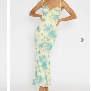 Selfie Leslie - SAINTS & SECRETS Fortune Lace Trim Mesh Midi Dress Yellow